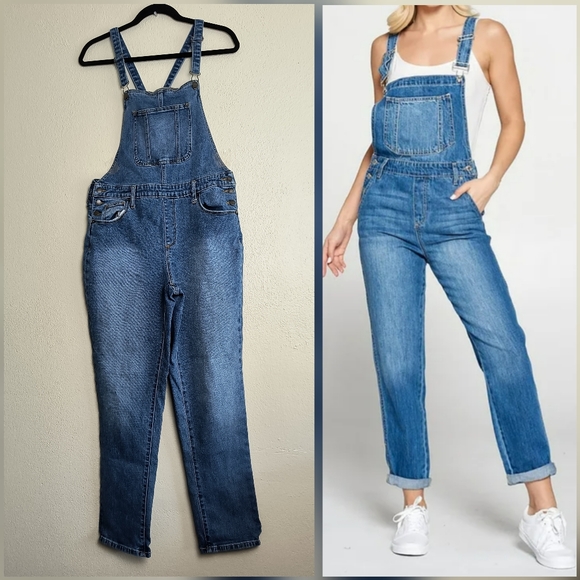 Universal Thread Blue Denim Overalls Classic Bib Design - Picture 1 of 15